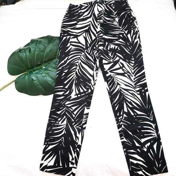 Lafayette 148 New York Pants - Lafayette 148 black&white palm Leaves Tropical Minimalist Classic Tailored Pants